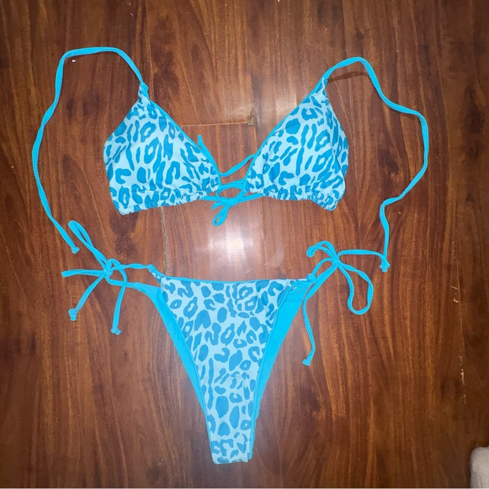 Blue Leopard Print Bikini